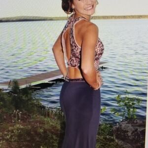 Elegant Black and Pink Evening Dress